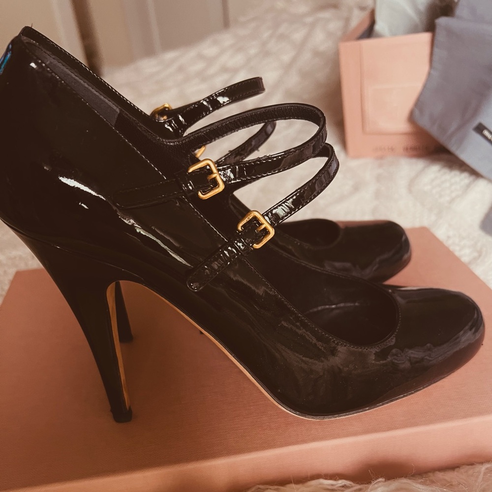 Miu Miu Black Patent Leather Mary Jane’s